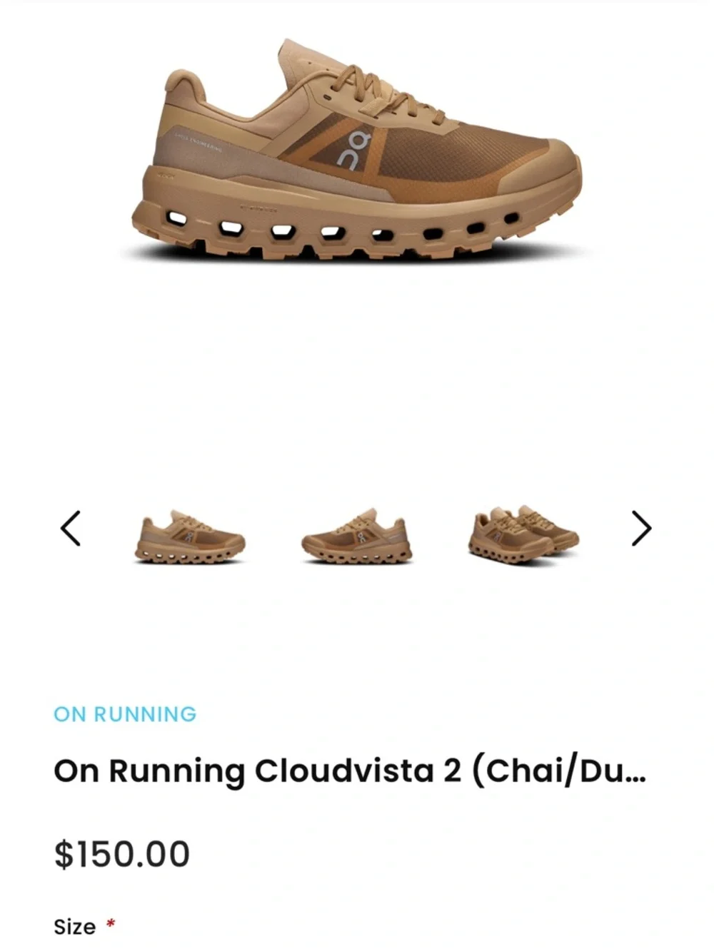 On Cloudvista Women's Running Shoes - Tan - Picture 7 of 7